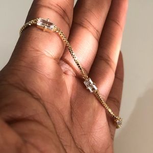 Slider Bracelet 14K Yellow Gold Plated Clear CZ
